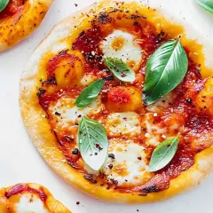 Pyszna pizza z mozzarellą, sosem pomidorowym i świeżą bazylią. Idealna na szybki lunch lub kolację.