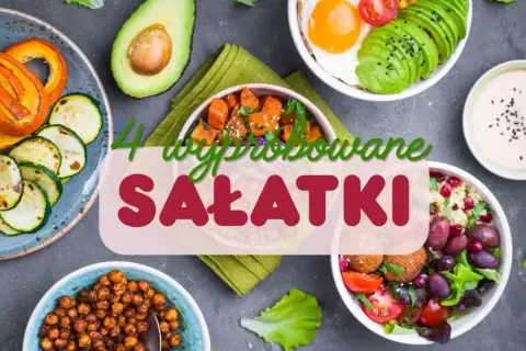 4 wypróbowane sałatki: z awokado, dynią, ciecierzycą i falafelami. Kolorowe i zdrowe propozycje.